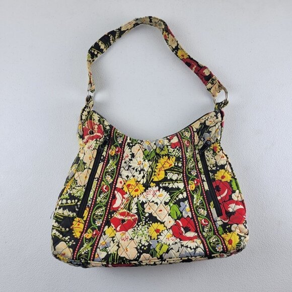 Vera Bradley Handbags - Vera Bradley Cotton Poppy Fields Shoulder Bag Quilted Front Zip Pockets One Size